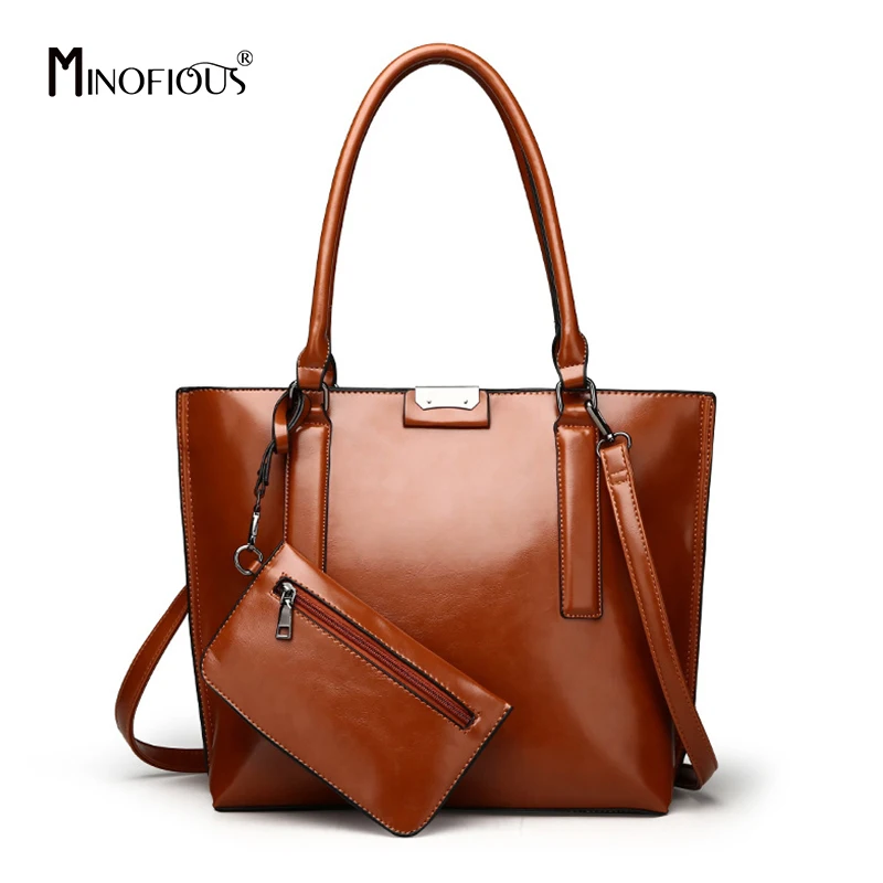 

MINOFIOUS New 2pcs/set Women Handbags PU Leather Composite Bag Luxury Female Shoulder Bag High Quality Ladies Tote Bag Clutch
