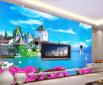 

3d room wallpaper custom mural non-woven wall sticker Hd seaside villa landscape photography photo 3d wall murals wallpaper
