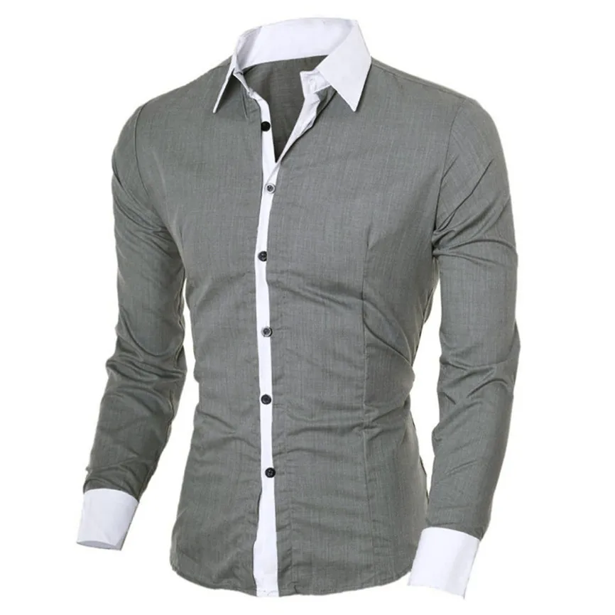 

2019 Men Summer New Fashion Casual Basic Slim Top Men Casual Fashion Personality Men's Slim Long-sleeved Shirt Top Blouse #40
