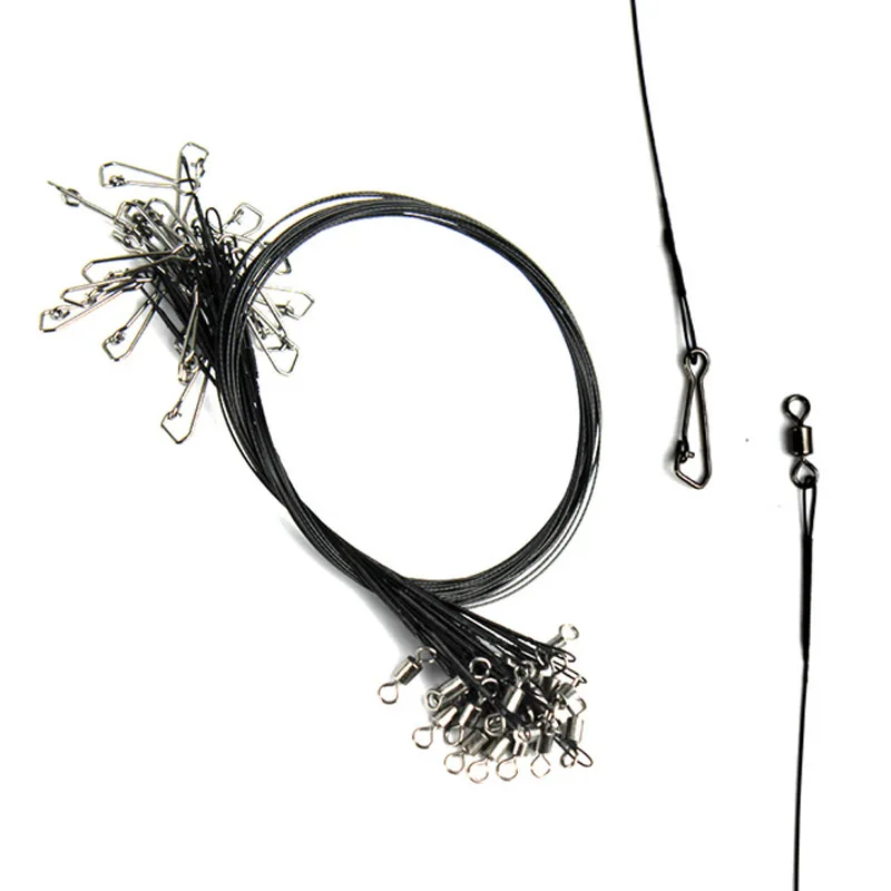 Tracer Fishing Wire Lures Leader Anti bite Swivel Tackle Accessories Black Snap 20Pcs Bait Hook Useful Durable