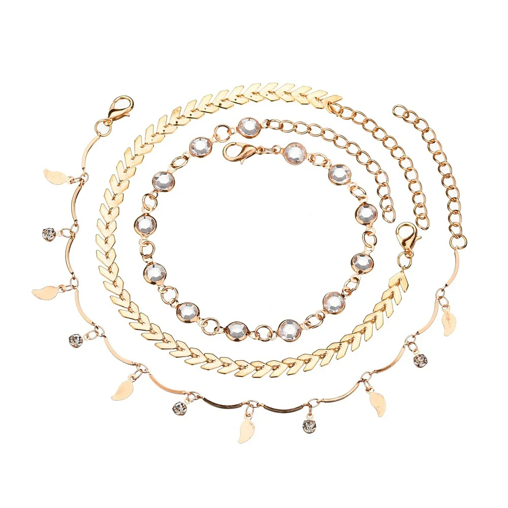 

LOLEDE 3pcs/set Anklets for Women Foot Accessories Summer Beach Barefoot Sandals Bracelet ankle on the leg Female Ankle