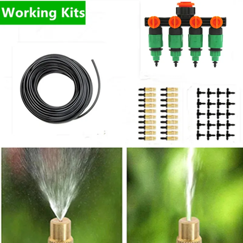 50m Brass Adjustable Misting Sprinkler Set With Splitter Micro Drip Irrigation Plant Self Watering Garden Water Kits AA01 | Дом и сад