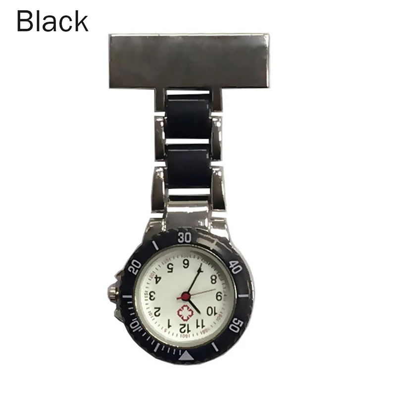 Карманные часы для медсестры с арабскими цифрами, кварцевые часы с брошью, подвесные карманные часы для медсестры TT@ 88 - Цвет: Черный