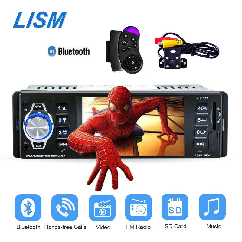 

LISM 1 din Bluetooth Car Radio Multimedia Stereo MP5 Car Player Subwoofer FM Autoradio SD USB Video Play Support Rear Camera