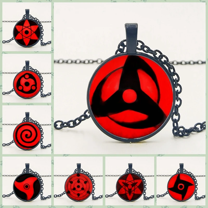 Us 081 32 Offhandmade Anime Naruto Sharingan Eye Pendant Glass Dome Jewelry Silver Necklace Uchiha Obito Kakashi Mangekyou Cosplay Gift In Pendant