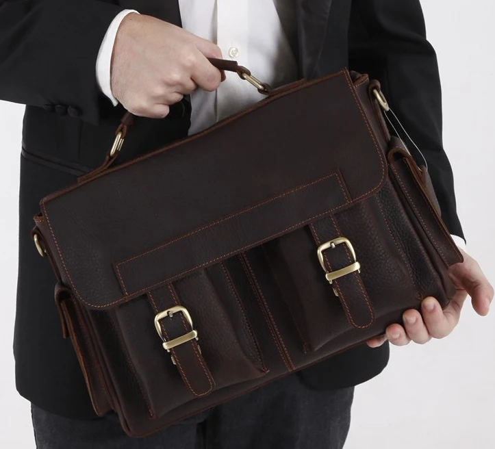 Vintage Genuine Leather Briefcase Men Business Bag Tote S Vintage Genuine Leather Briefcase Men Business Bag Tote S Office Shoulder Handbag Portfolio Brown In Briefcases From Luggage