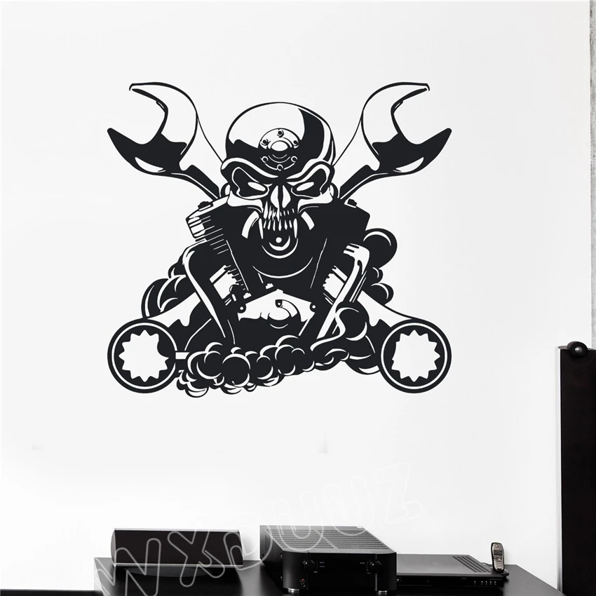 

2018 New Neymar Wxduuz Engine For Car Mechanic Garage Decor Skull Art Sticker Wall Stickers Removable Living Room Poster B274