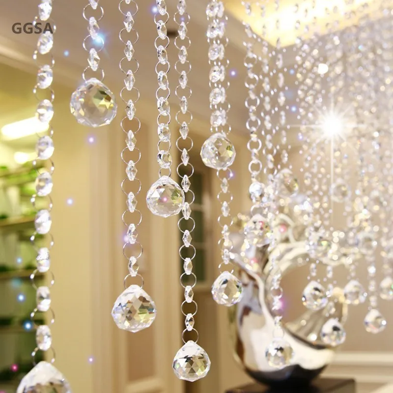 

5 Meters Garland Strand Hanging Octagon Glass Bead Curtain Diamond Chains Door Window Wedding Decorate Crystal Chandelier Parts