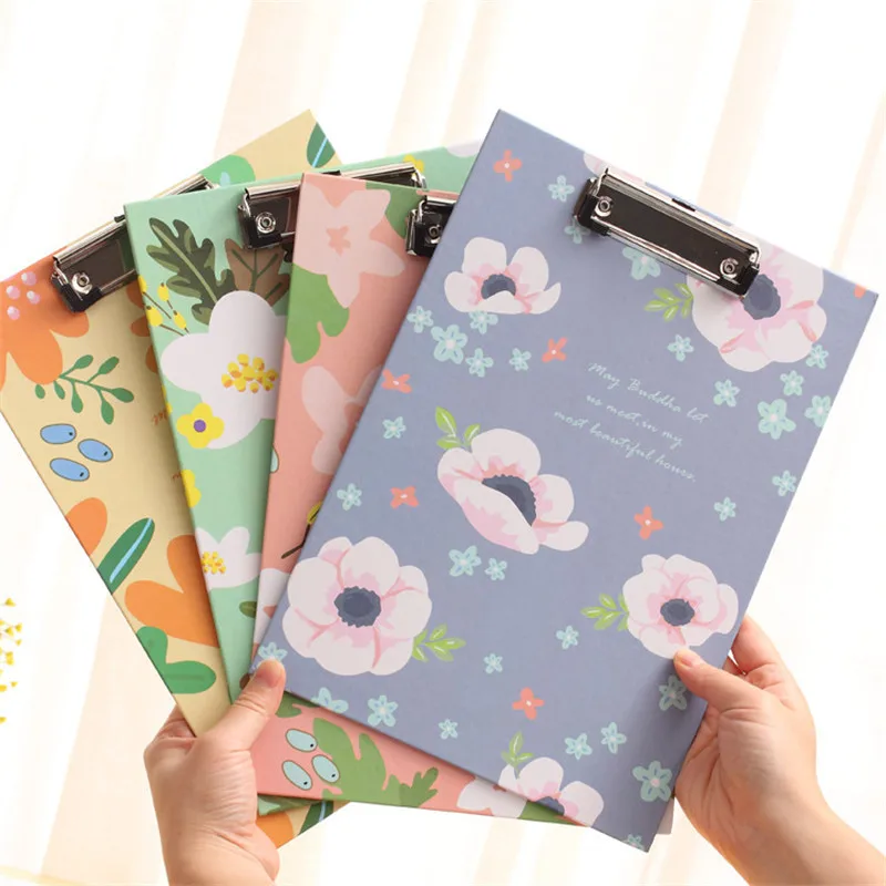 

Flowers Pattern Paper Clipboard Folder Board Writing Pad Notes File Paper Clips Folder Board Stationery Office Accessories