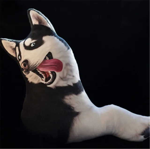 Fancytrader Pop Cute Animal Husky Plush Toy Big Stuffed Cartoon Dog Doll Animals 3D Printed Pillow 4 Models 28inch 70cm