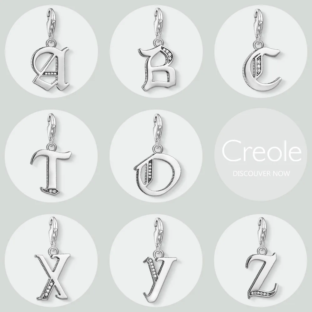 Alphabet Letters A B C D E F G H I J K L M N O P Q R S T U V W X Y Z Charm Pendant,2019 New Fashion Jewelry 925 Sterling Silver