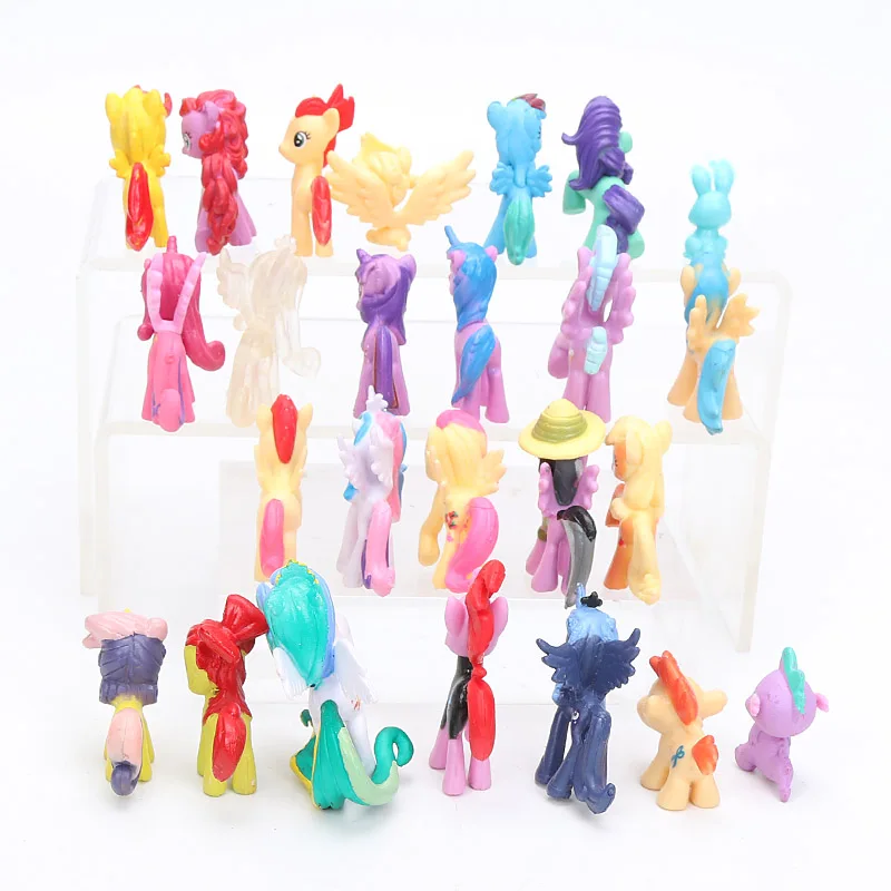 25 шт. 3,5-6,5 см игрушки My Little Pony мини пони ПВХ фигурки Набор Радуга Дэш Спайк Дракон Dj Pon-3 яблоко Джек игрушки куклы