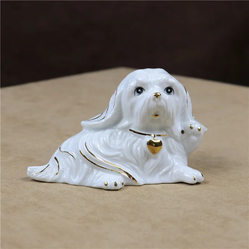 Керамическая миниатюрная фарфоровая собачья фигурка Shih Tzu собачки лапши