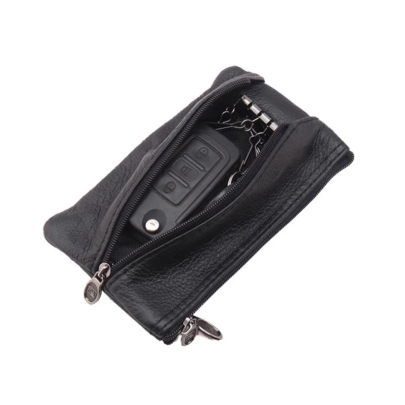 

Cow Leather Unisex Car Key Wallet Male Coin Organizer Women Housekeeper Holders Fashion Keychain Cover Zipper Key Holder Pouch