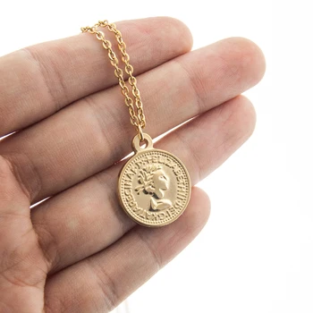 

100% Stainless Steel Coin Necklace For Women Coin Charm Pendant&Necklace Choker Boho Jewelry Collier Wholesale 10pcs