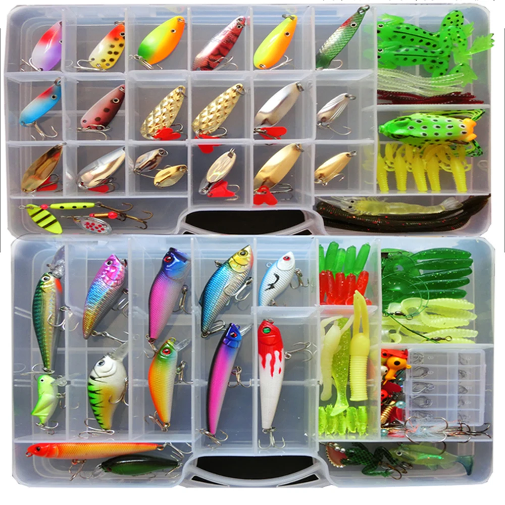 160pcs fishing lure bait set double layer lure box fishing tackle lure