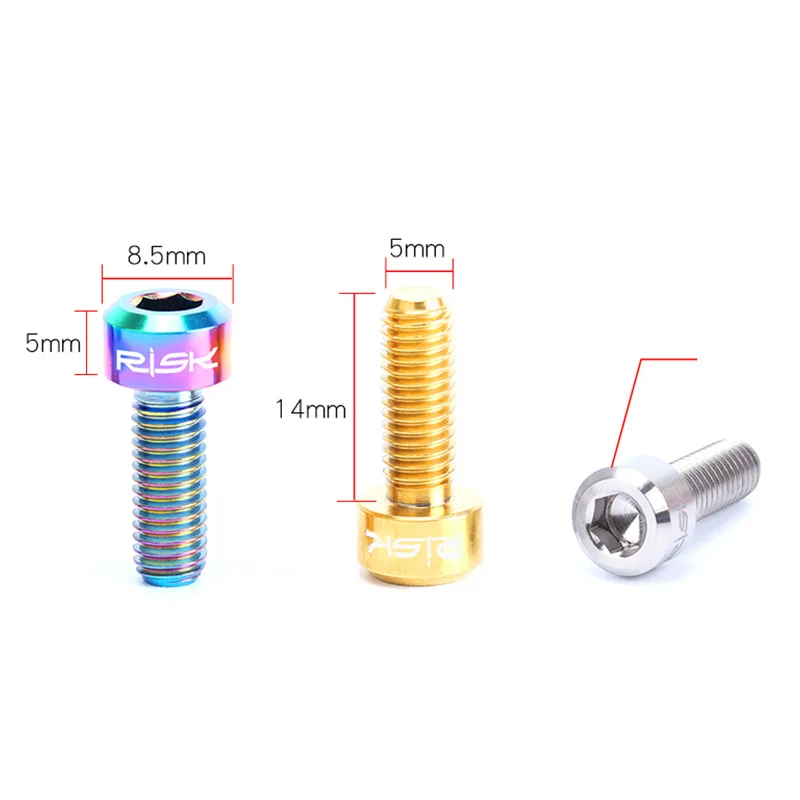 RISK титановый сплав M5* 14 винтовые болты MTB переключатель рычаг винты фиксированная Тормозная ручка болт запчасти для велосипеда 3 цвета