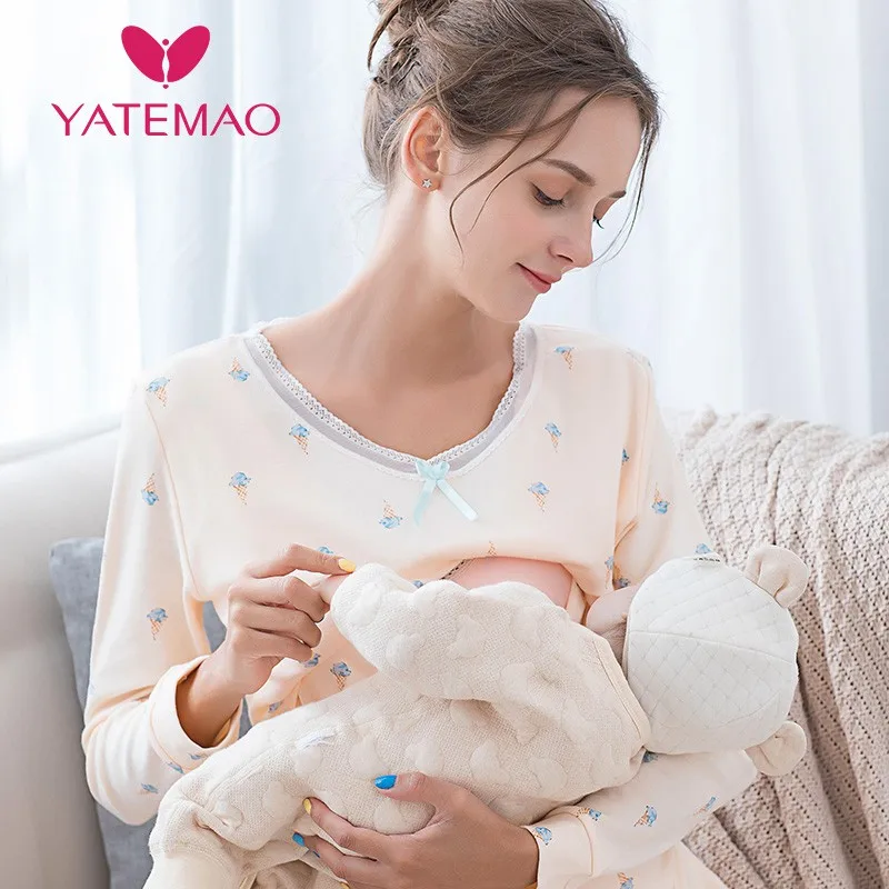 Пижама для беременных YATEMAO пижама кормящих мам Хлопковая кормления|Сон и отдых| |