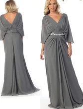 Gray Mother of the Bride font b Dresses b font Plus Size 2017 V Neck 3