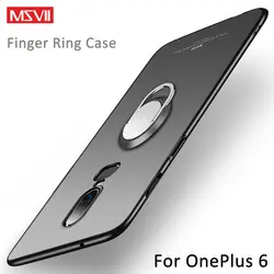 Для OnePlus 6 Чехол MSVII Жесткие ПК Металл палец кольцо случае Автомобиля Магнитный держатель крышки для OnePlus6 One Plus 6 1 + 6 Coque