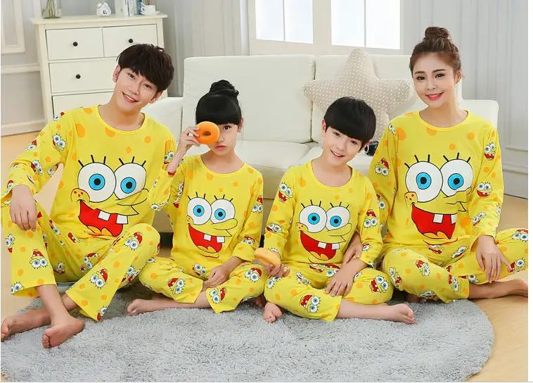 Семейный Рождественский пижамный комплект с рисунком, семейная одежда, пижамы с длинными рукавами, одежда для сна для всей семьи - Цвет: Цвет: желтый