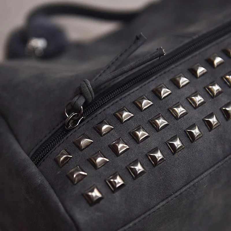 Women Shoulder Bag PU Leather Vintage Female Top-handle Bags Rivet Design Large Ladies Pompon Handbags Girls Bags Bolsa SS0344 (11)