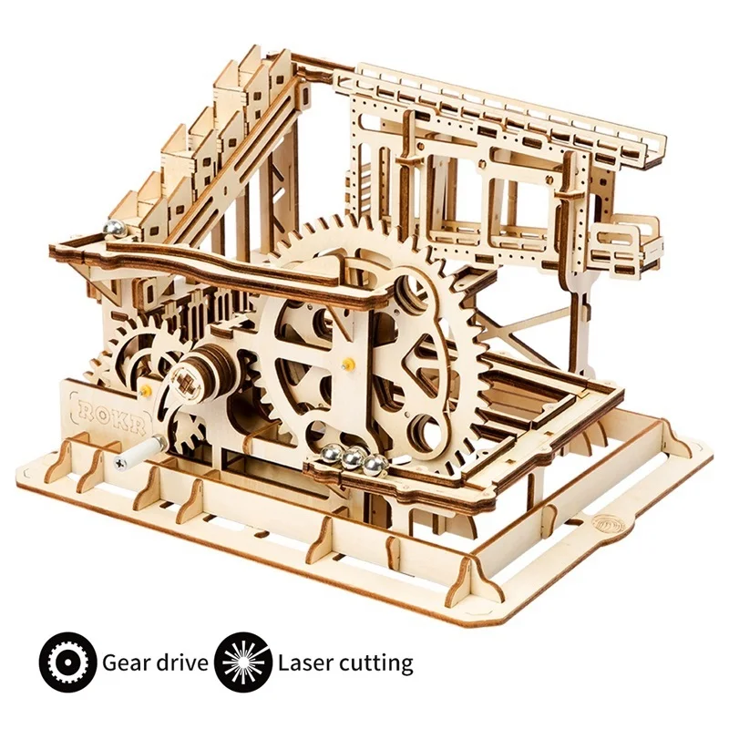 Very best  Robotime 4 Kinds DIY 3D Marble Run Game Wooden Gear Drive Model Building Kits Toy for Children LG50