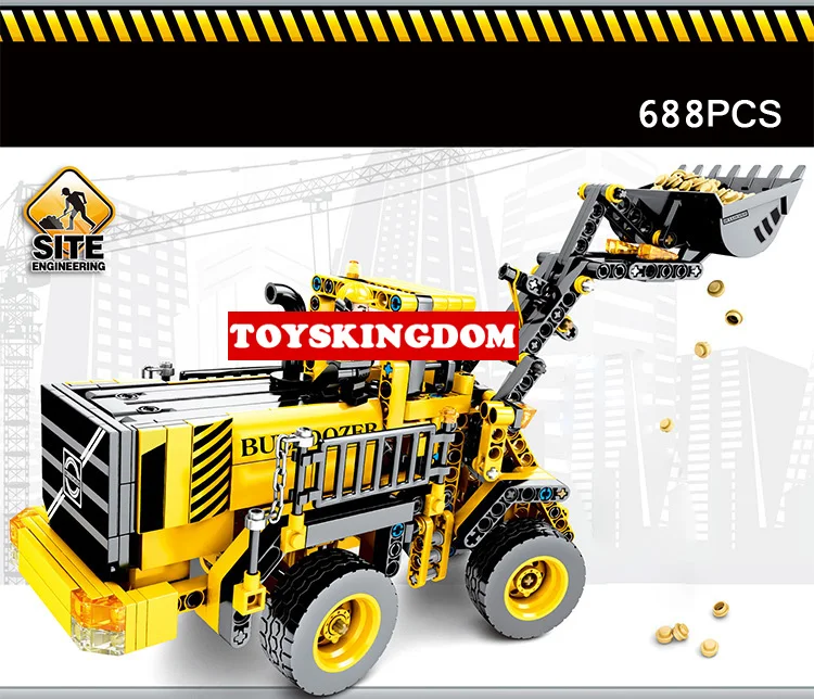 

Hot technics Mechanical cipher city engineering simulation Bulldozer building block worker figures bricks toys for boys gifts