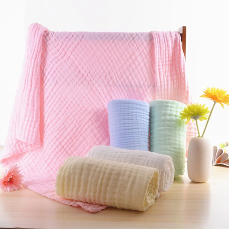 Baby Swaddle Blanket Muslin Newborn Wrap for Child Kids Boys Girls Bath Towel Infant Solid Soft Cotton Stroller Cover 105*105cm - 5