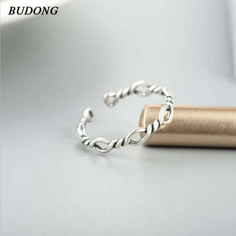 

BUDONG Popular 925 Sterling Silver Ring Knot Finger Rings for Women Wedding Christmas Gift Sterling Silver Jewelry XURT222