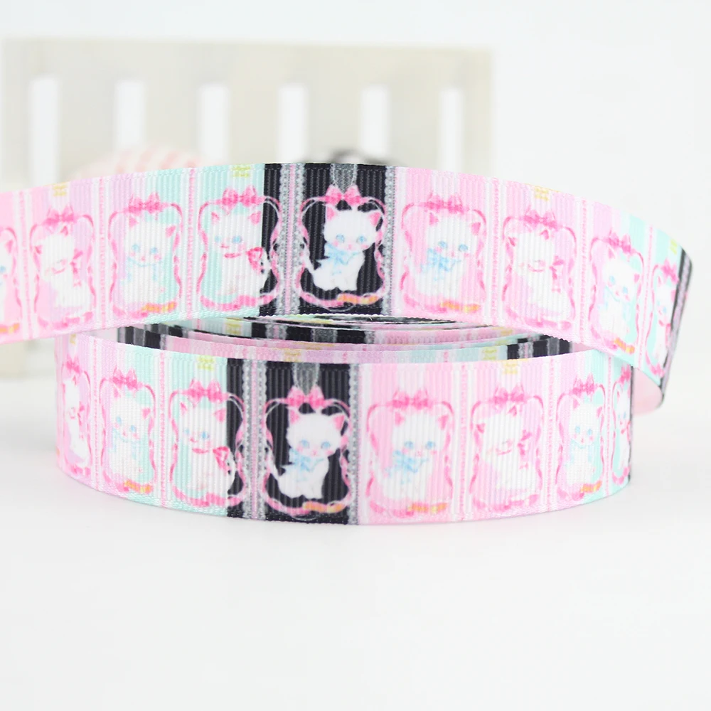 cute cat printed grosgrain ribbon 25mm (5)