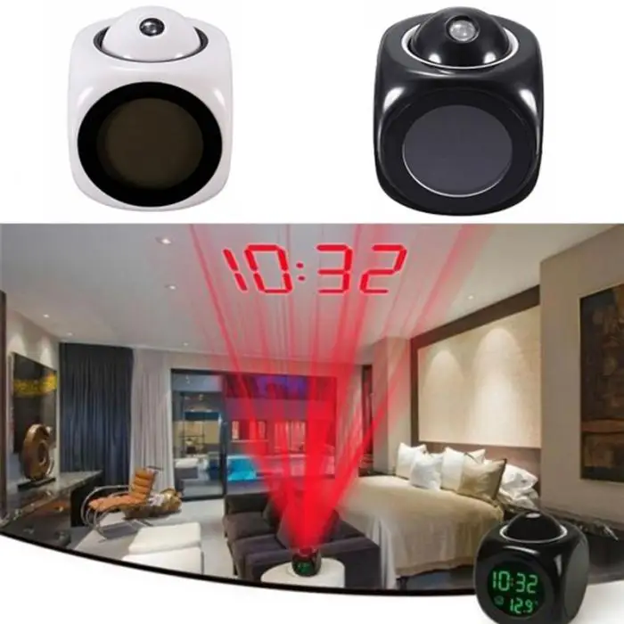 Digital LCD Display Voice Talking Projection Alarm Clock Weather Station LED Projection with Temperature Wake Up Projector Clock