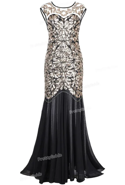 PrettyGuide Women 's 1920s Black Sequin Gatsby Floor Length Evening ...