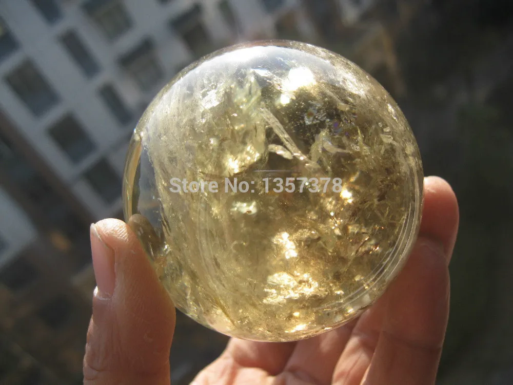 

huij 00357 NATURAL Citrine Smokey QUARTZ CRYSTAL SPHERE BALL HEALING