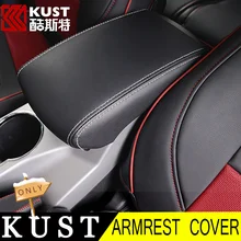 KUST New Leather Armrest Case Cover For Kuga 2013 Interior Car Center Console Case Cover For Ford For Kuga 2014 2015 Accessories