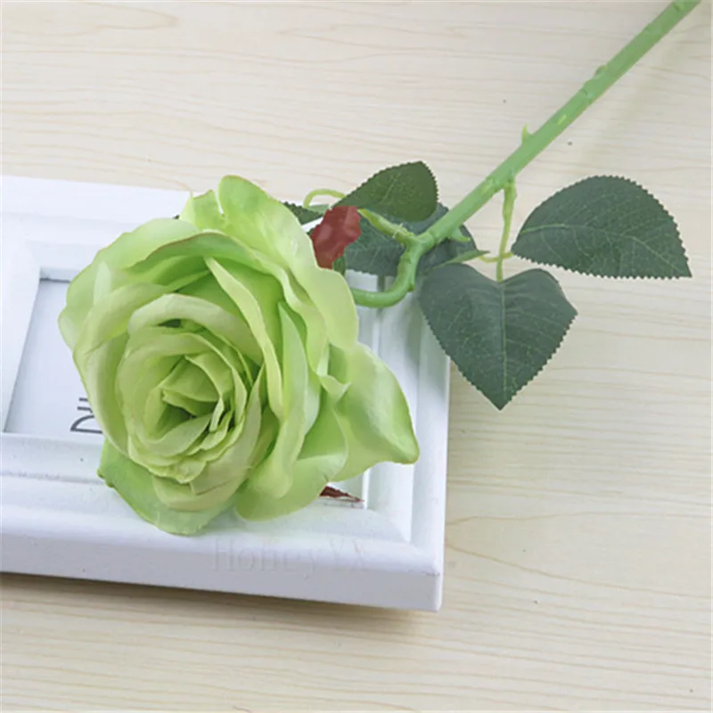 5 шт./лот Роза из искусственного шелка искусственные цветы цветочный свадебный букет вечерние Декор 8 Цвета - Цвет: Green