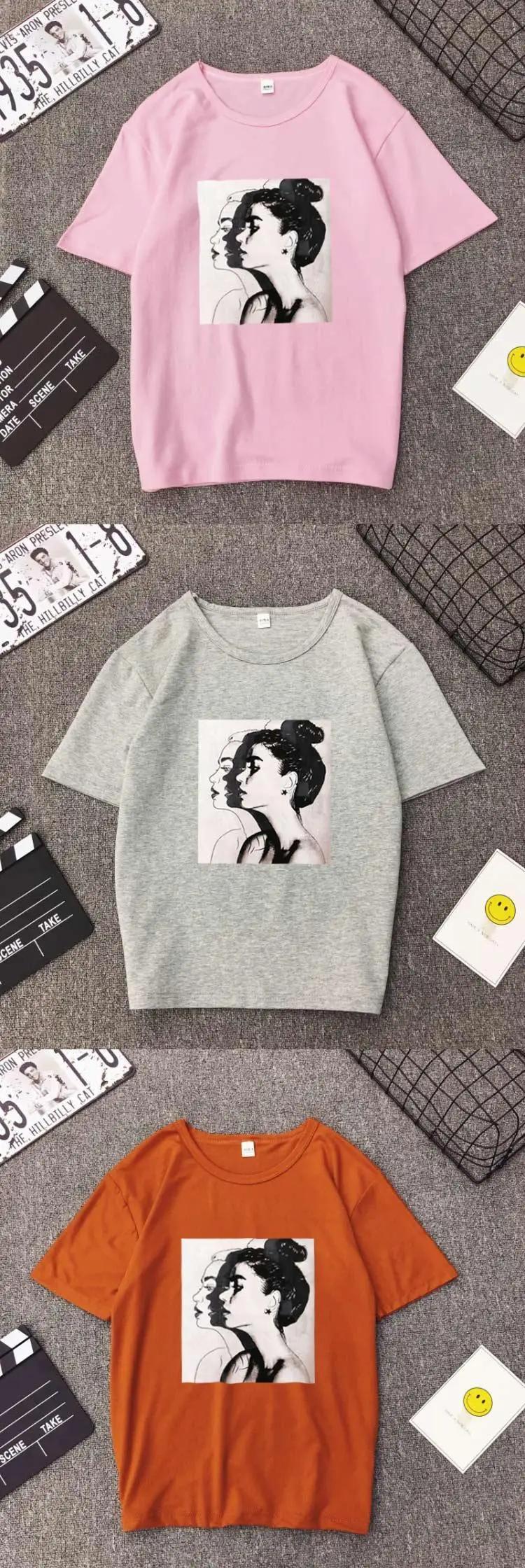 New Fashion T shirt Woman Spring Summer Girls Print Short Sleeve O Neck Cotton Spandex Women Top Slim Fit Soft Women Tshirt