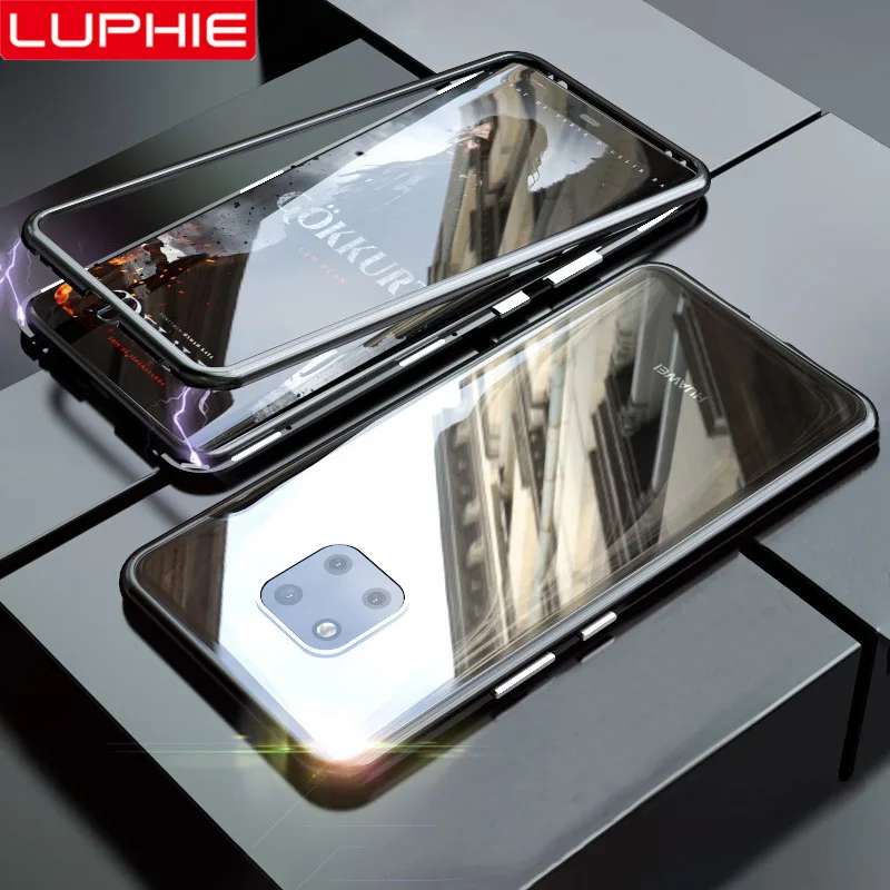 Стильный Магнитный чехол LUPHIE для Huawei P20 Pro прозрачный металлический бампер
