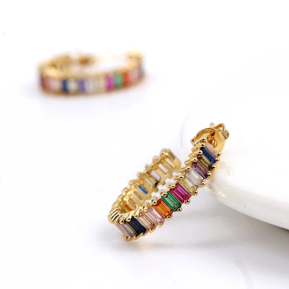 Lucky Eye Round Hoop Earrings Copper Colorful Zircon Micro Circle Drop Earrings for Women Female Fashion Jewelry EY6259