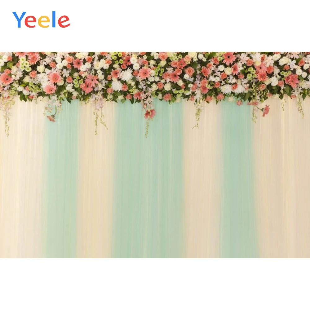 

Yeele Wedding Flower Photography Backdrops Curtain Birthday Party Custom Photocall Baby Shower Background For Photo Studio