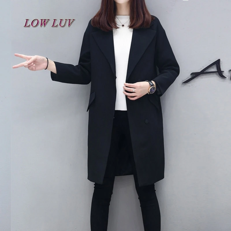 Женское Новое Черное длинное пальто костюм