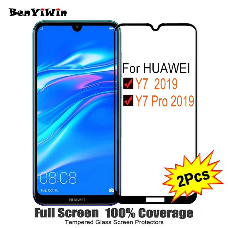 

2PCS Full Cover Screen Protector Tempered Glass For Huawei Y7 2019 6.26" 9H Protective glass For Huawei y7 Y7 Pro 2019 Film Case