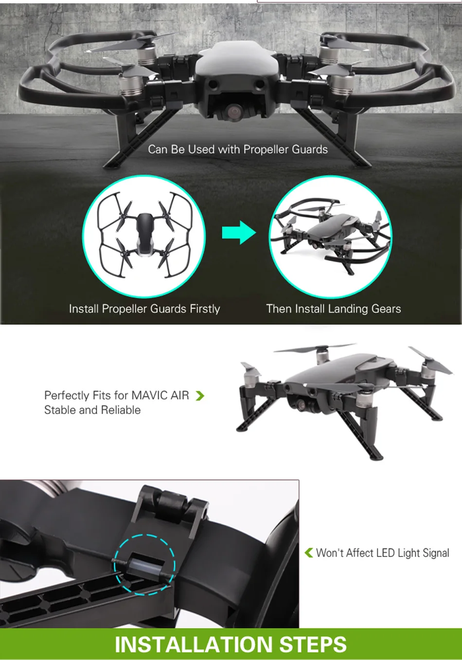 4 шт. Mavic Air Landing gear посадка с высоты ноги Кронштейн Поддержка ноги защитный кожух камеры штатив для DJI Mavic Air