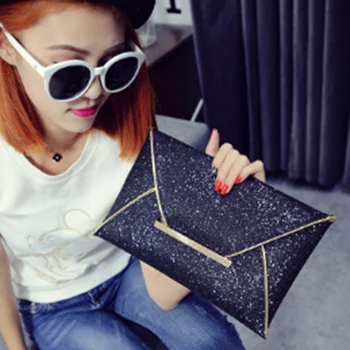 

Fashion Envelope Design Sparkle Bling Day Clutch Bags Evening Party Handbag Clutches Ladies PU Leather Sequin Glitter Handbags