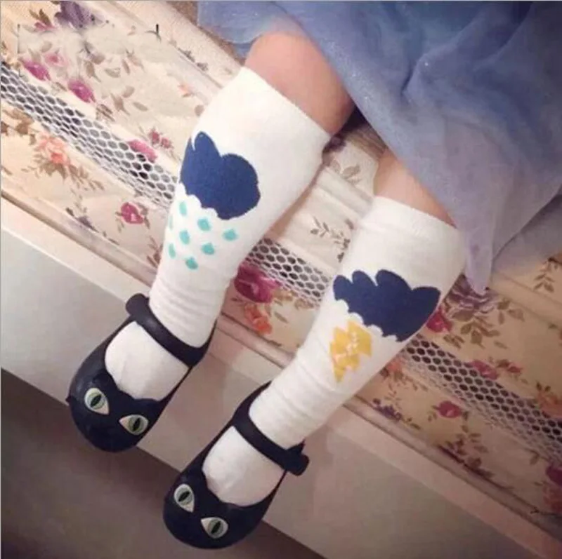 

Toddler knee high sock Baby Boy Girl Socks anti slip Cute Lightning clouds Skid Resistance leg warmers For newborns infantile
