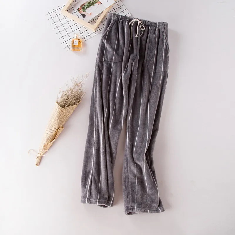 Fdfklak новые продукты пара Фланелевая пижама брюки женские пижамы со штанами женские брюки для отдыха одежда для сна - Цвет: gray man
