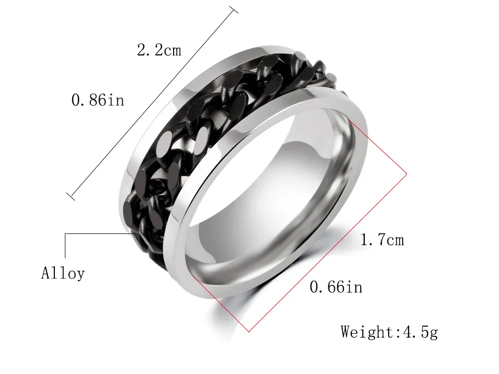 Новое поступление, кольца на палец из нержавеющей стали, крутая цепочка, вращающаяся печатка, кольцо для мужчин и мальчиков, байкерские ювелирные изделия, anel masculino