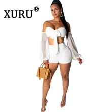XURU Summer New Fashion Sexy Mesh Jumpsuit Two-piece Off-the-shoulder Breathable Women's Club Party Jumpsuit Set XURU Summer New Fashion Sexy Mesh Jumpsuit Two-piece Off-the-shoulder Breathable Women's Club Party Jumpsuit Set
