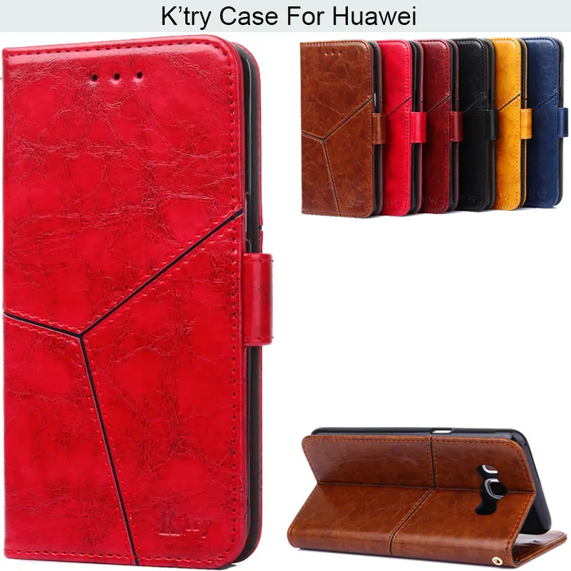 

K'try Geometry Pu Leather Phone Case For Huawei Nove 2 Plus 2S 3 Y5 Y6 Y7 Y6 2018 Honor Play 7A 8X