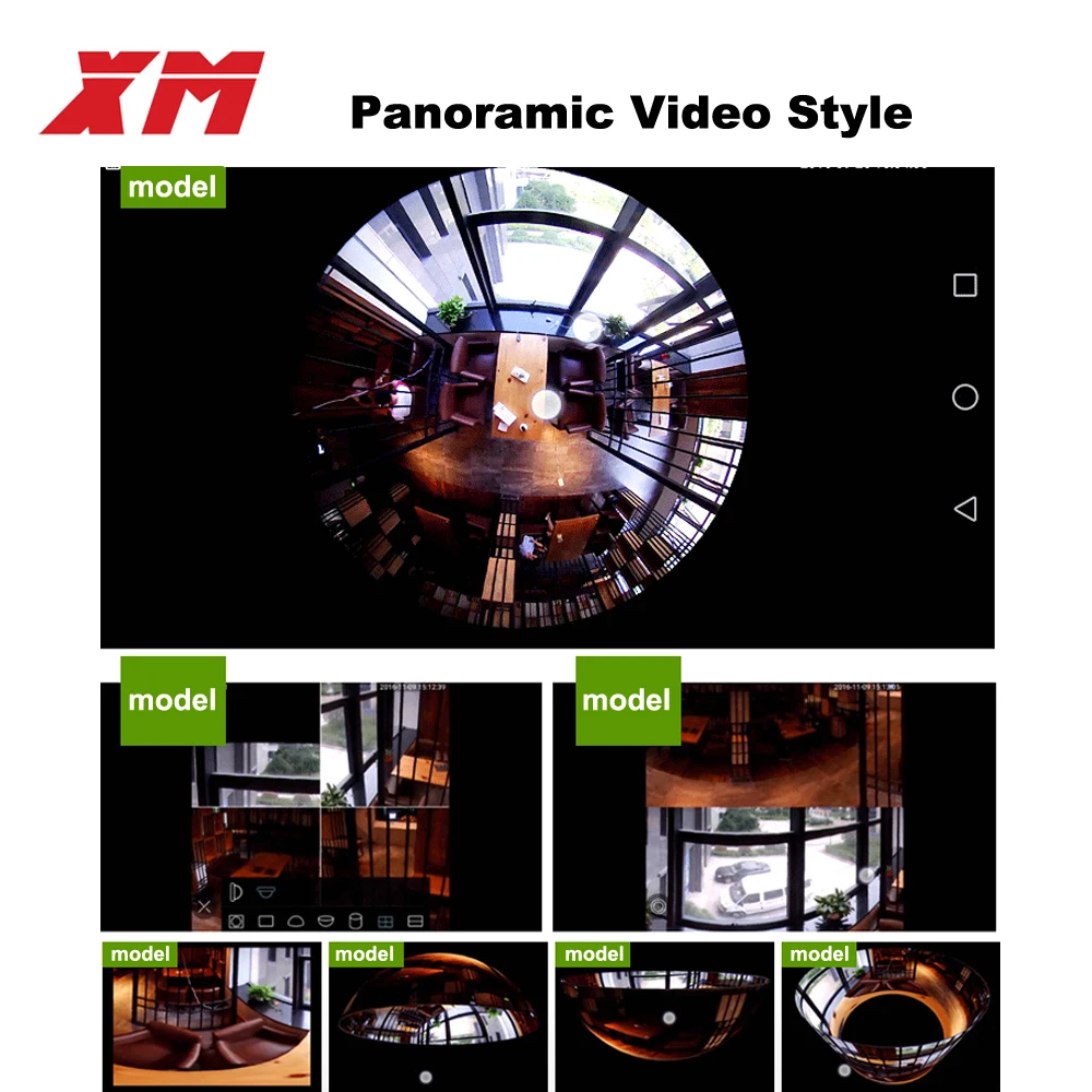 XM 360 panoramin Умный дом безопасности Wi Fi 3mp VR Камера светодиодные лампы видеокамера